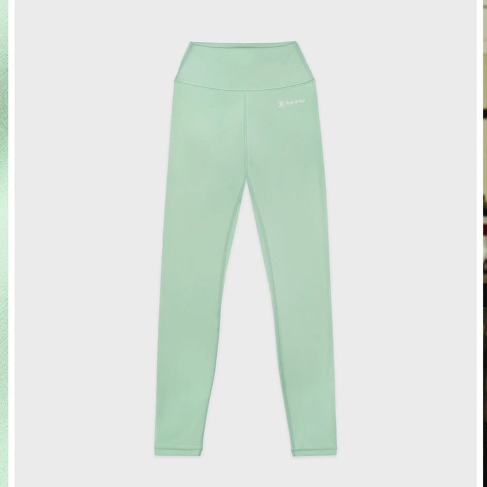Sporty & Rich Runner Script Leggings Thyme/White